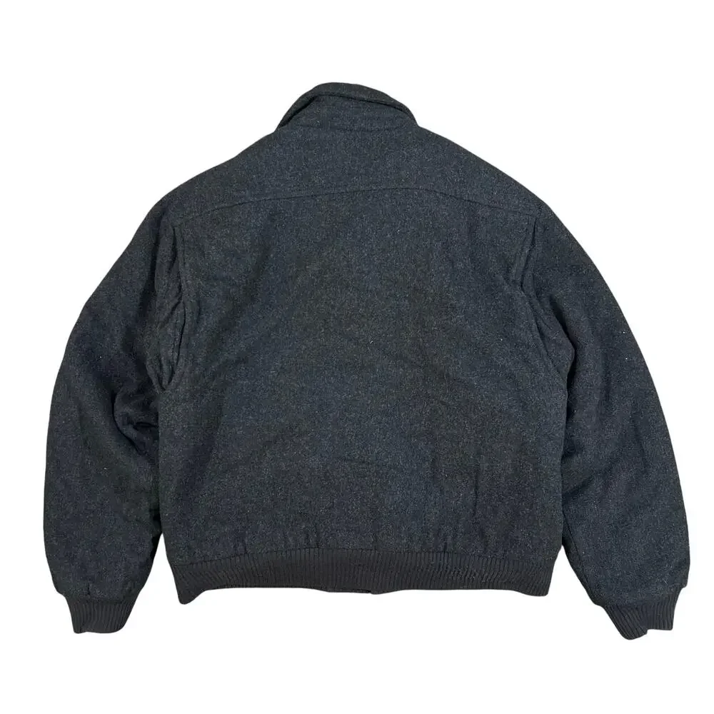 Vintage Members Only 100% Wool Bomber Jacket Mens Size 44 Charcoal Black